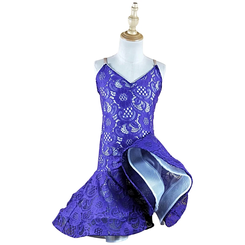 

Sling Lace Kids Latin Practice Dance Wear Dancewear Competition Dress Tango Flamengo Ballroom Salsa Rumba Cha Cha for Girls