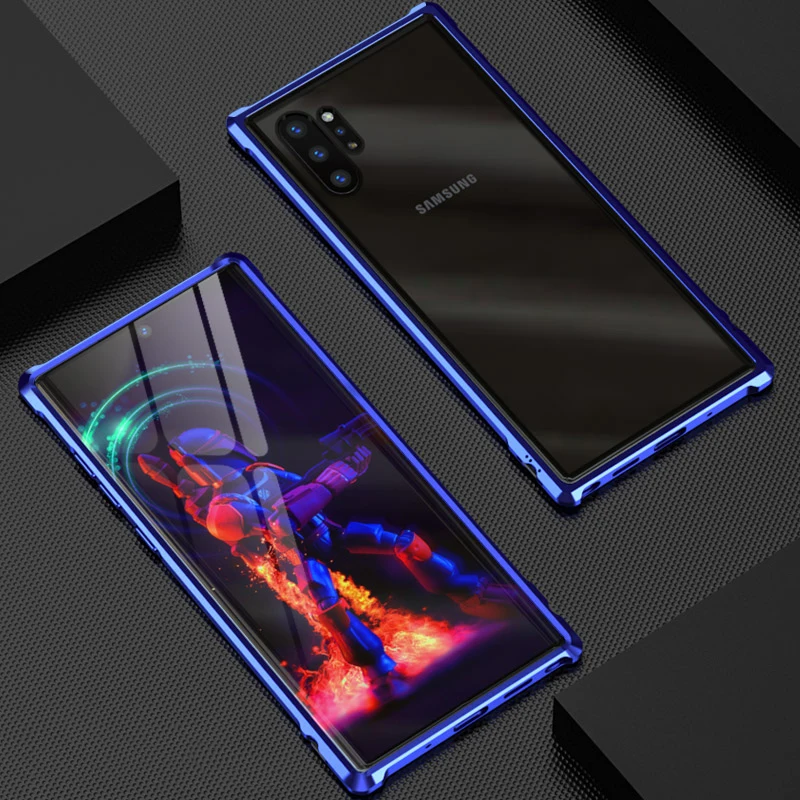 Роскошный Алюминиевый металлический чехол для телефона ромб для samsung Galaxy Note 10/Pro задняя крышка из закаленного стекла для samsung Note 10 Plus