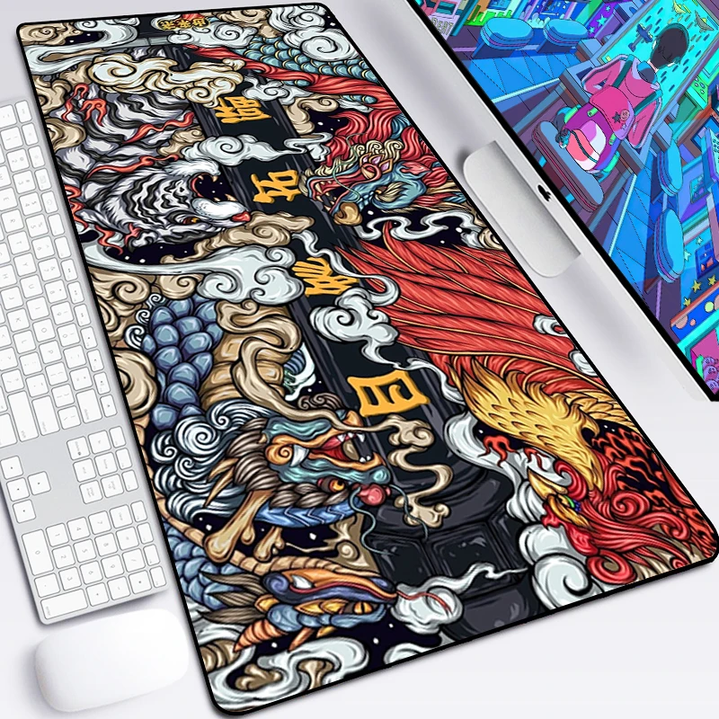 Elements of Chinese Style Mouse Pad Gaming Accessories Non-Slip Table Keyboard Desk Mat Gamer PC Rubber Carpet Dragon Mousepad | Компьютеры