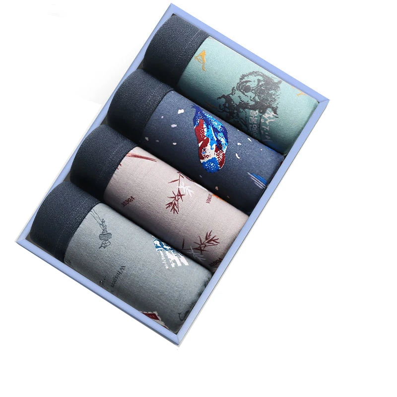 

Трусы-боксеры мужские из лайкры, 4 шт./лот, дышащие, антибактериальные, свободные, до середины талии, 5XL