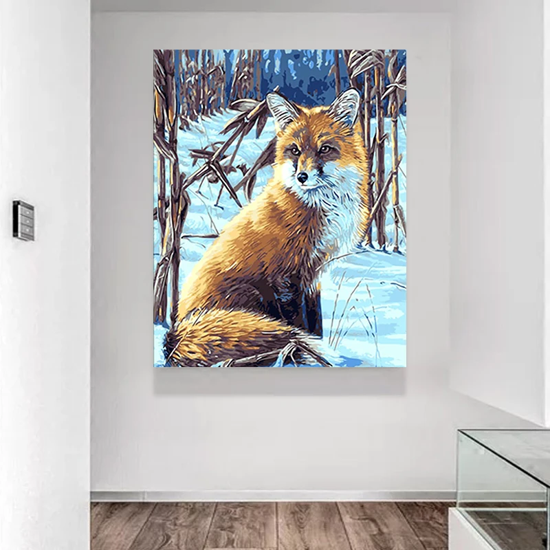 Diy краски по номерам Картина Рисунок с комплектами животных лиса декоративные
