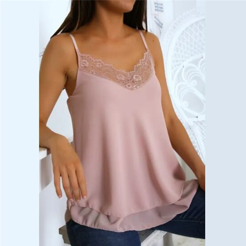 Сексуальная кружевная шелковая атласная Женская майка повседневная красная