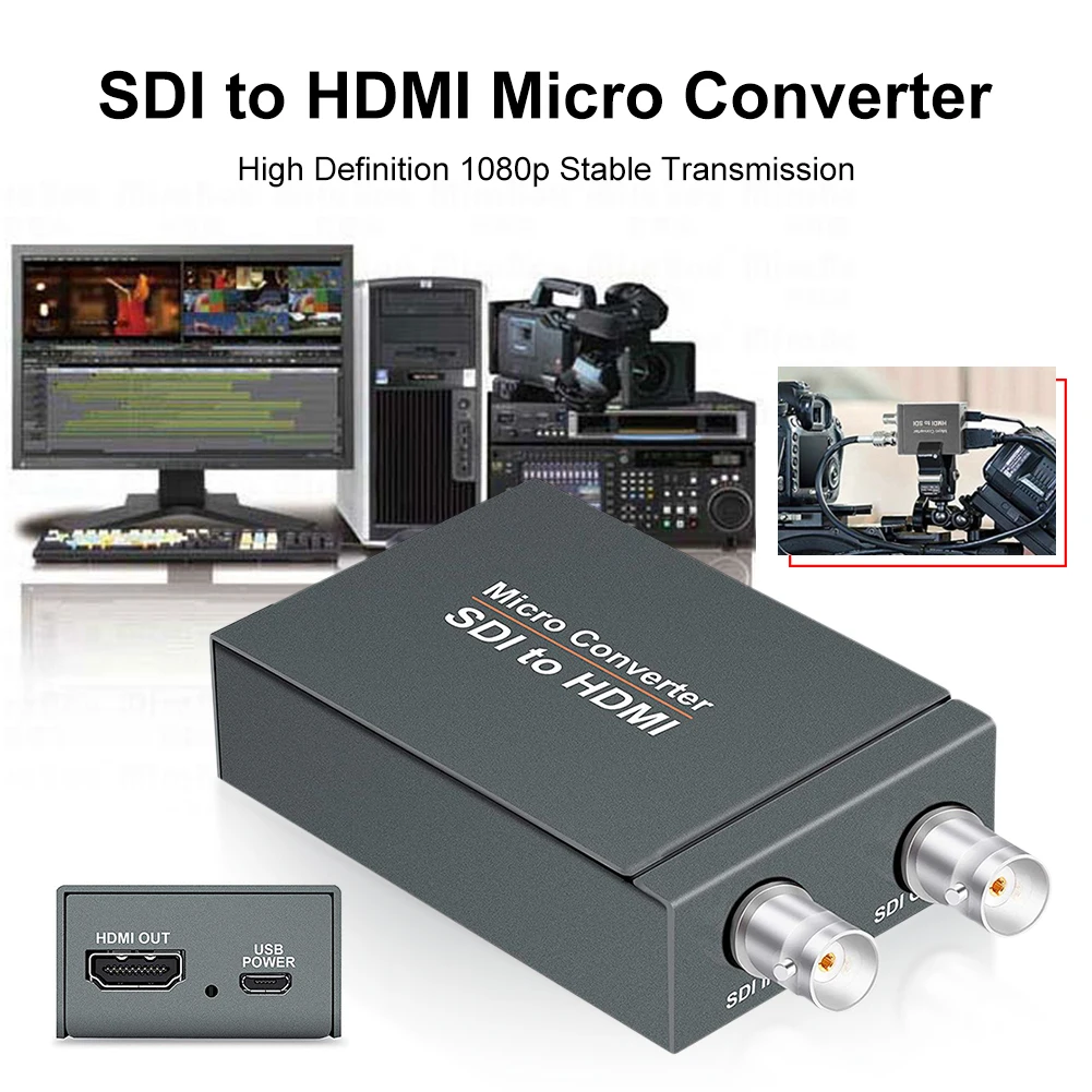 SDI к HDMI/HDMI к SDI с питанием мини 3g HD SD-SDI видео микро Конвертер адаптер с аудио Автоматическое определение формата для камеры