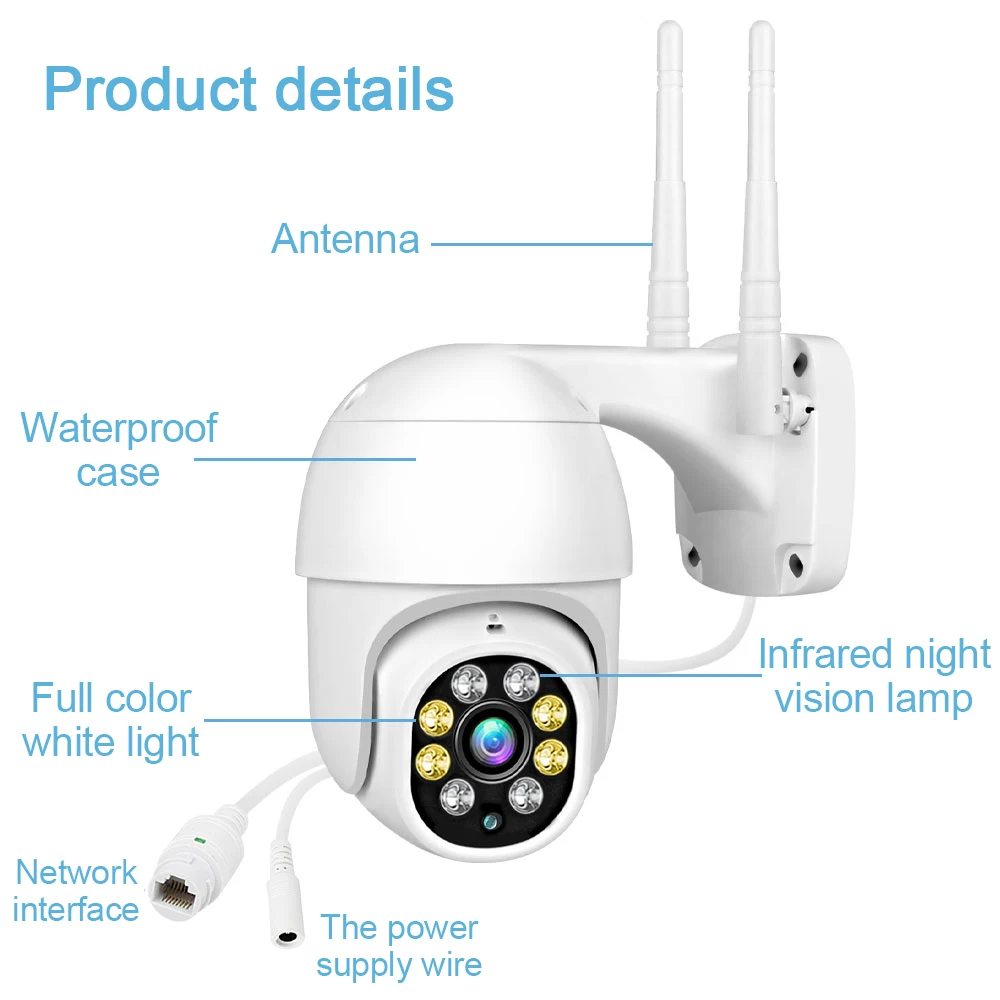 

WiFi Camera IP 1080P HD CCTV Outdoor AI Tracking Two-way Audio Surveillance Waterproof IP66 Mini Speed Dome Cameras
