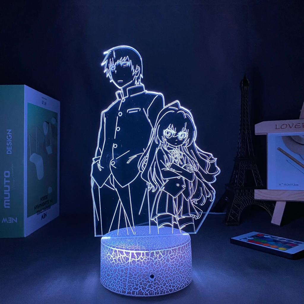 

Acrylic Led Night Light Anime TIGER DRAGON Led Panel Lights Toradora Valentines Day Gift Lights Led For Decoration USB Light