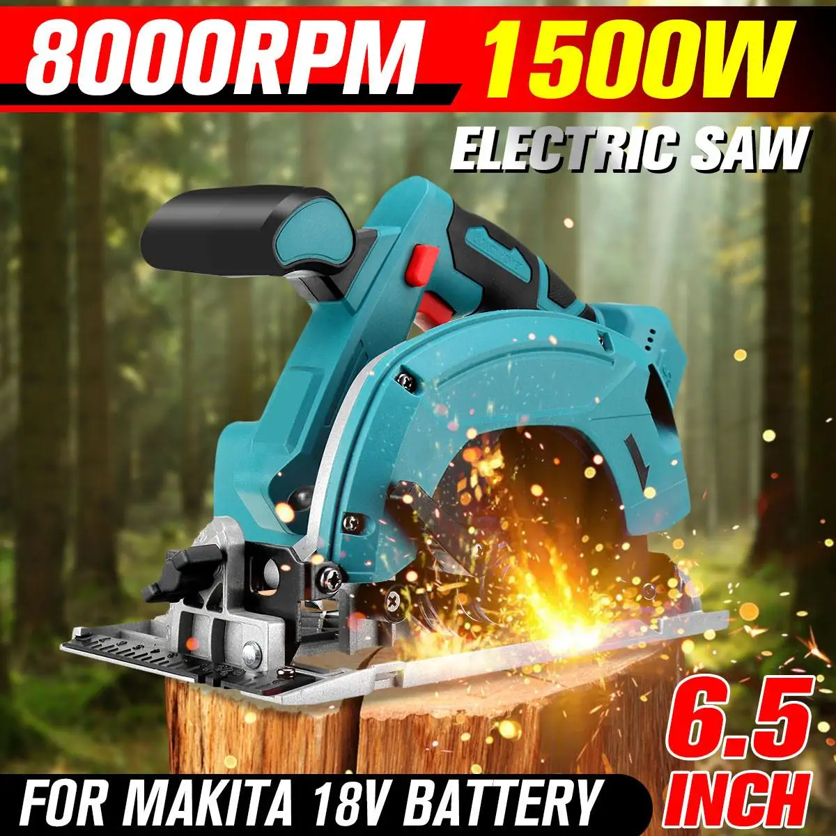 

BLMIATKO 18V Cordless Electric Circular Saw 1500W 8000RPM 185mm Electric Woodworking Cutting Power Tool for Makita 18V Battery