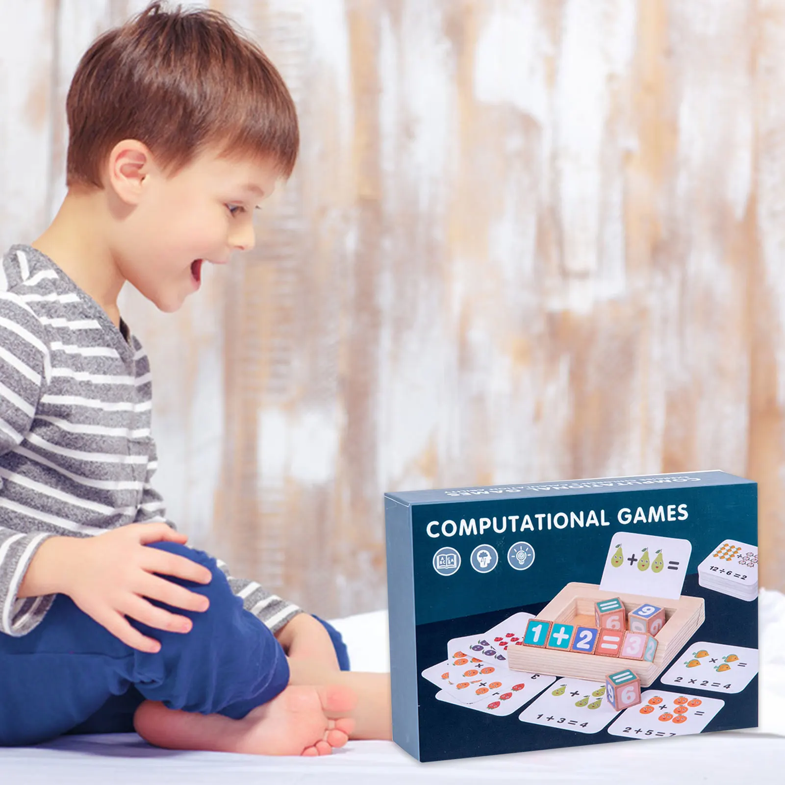 

Matching Number Game Kids Wooden Math Learning Toy with Wood Blocks and Learning Cards for Kids Age 3 and up Toddler Preschool