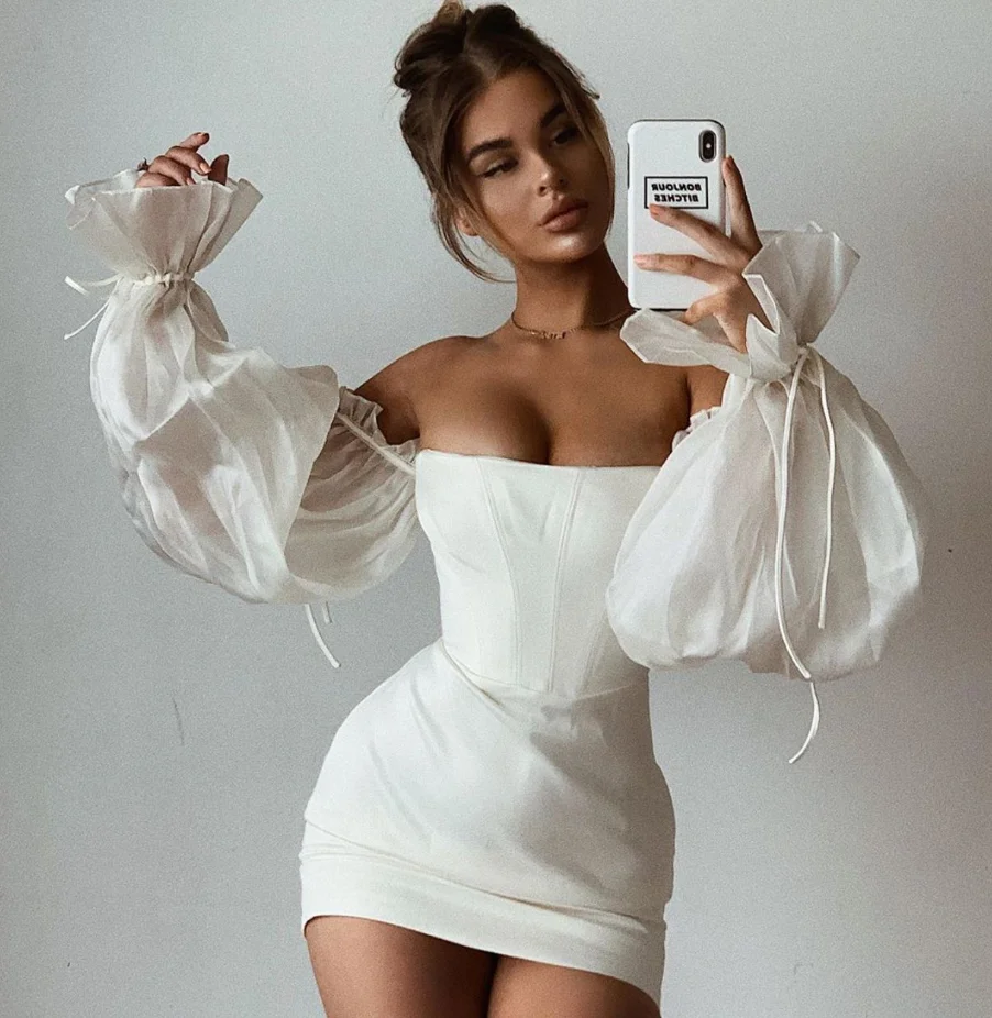 Женское зимнее модное сексуальное Белое Облегающее Бандажное платье с открытыми