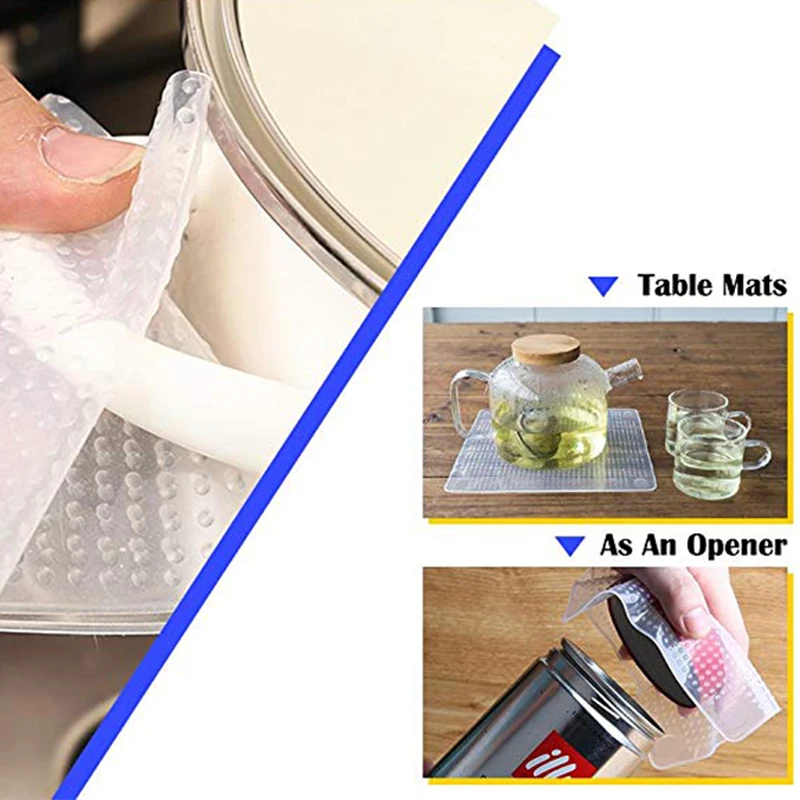 Кухонные силиконовые растягивающиеся крышки содержит 6 круглых и 4 мягких