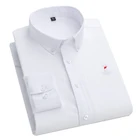 Мужская рубашка Aoliwen, из 100% хлопка, с длинным рукавом, с вышивкой, классическая посадка, мягкая, плотная, удобная, весна-осень