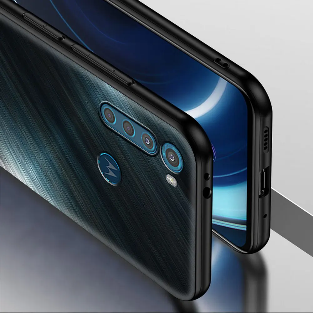 Dark Brushed Metal Texture Cell Phone Case for Motorola One Fusion Hyper G9 Play G8 Power Lite G30 E6s Edge Plus G Stylus Cover