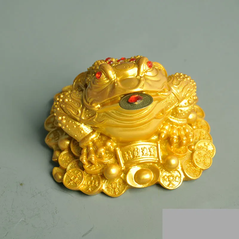 

Feng Shui Toad Money Lucky Fortune Wealth Chinese Golden Frog Toad Coin Home Office Decoration Tabletop Ornaments