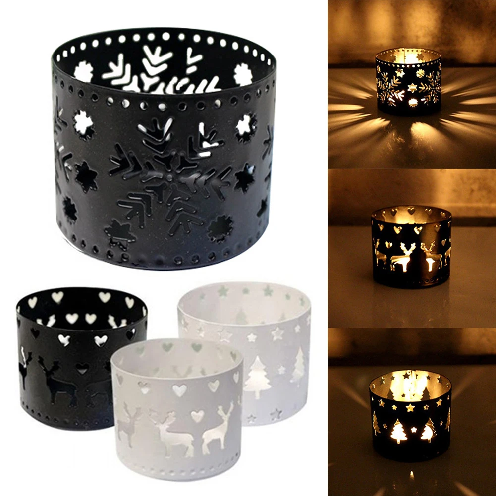 Рождество полые подсвечники Рождественский декоративный фонарь Свечи Tealight
