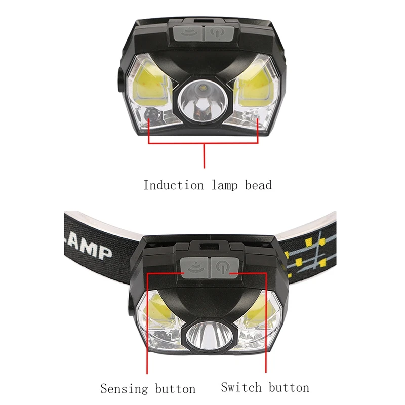 

Rechargeable Smart Sensor Head Light Lamp, 1200Mah 20W High-Power Searchlight, IPX5 Waterproof for Fishing/Outdoor