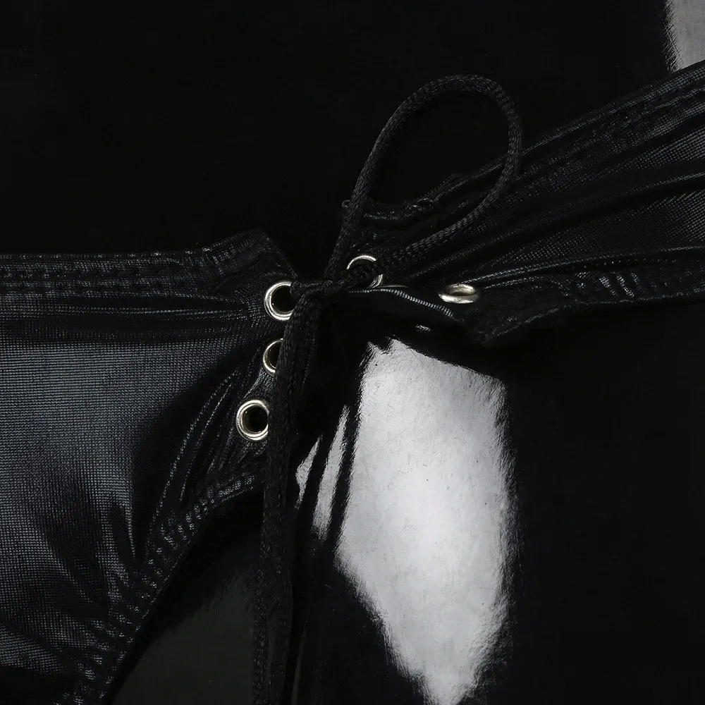 

Men's gay underwear leather lace-up sexy underwear men's sexy faux leather tights thong bandage gay underwear X5