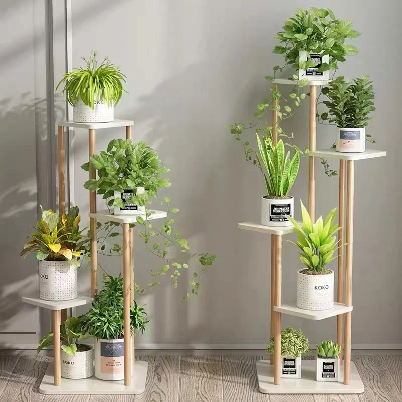 

4 Tier Bamboo Plant Stand Tall Corner Indoor Flower Pot Holder Nordic Display Rack for Living Room Bedroom Balcony