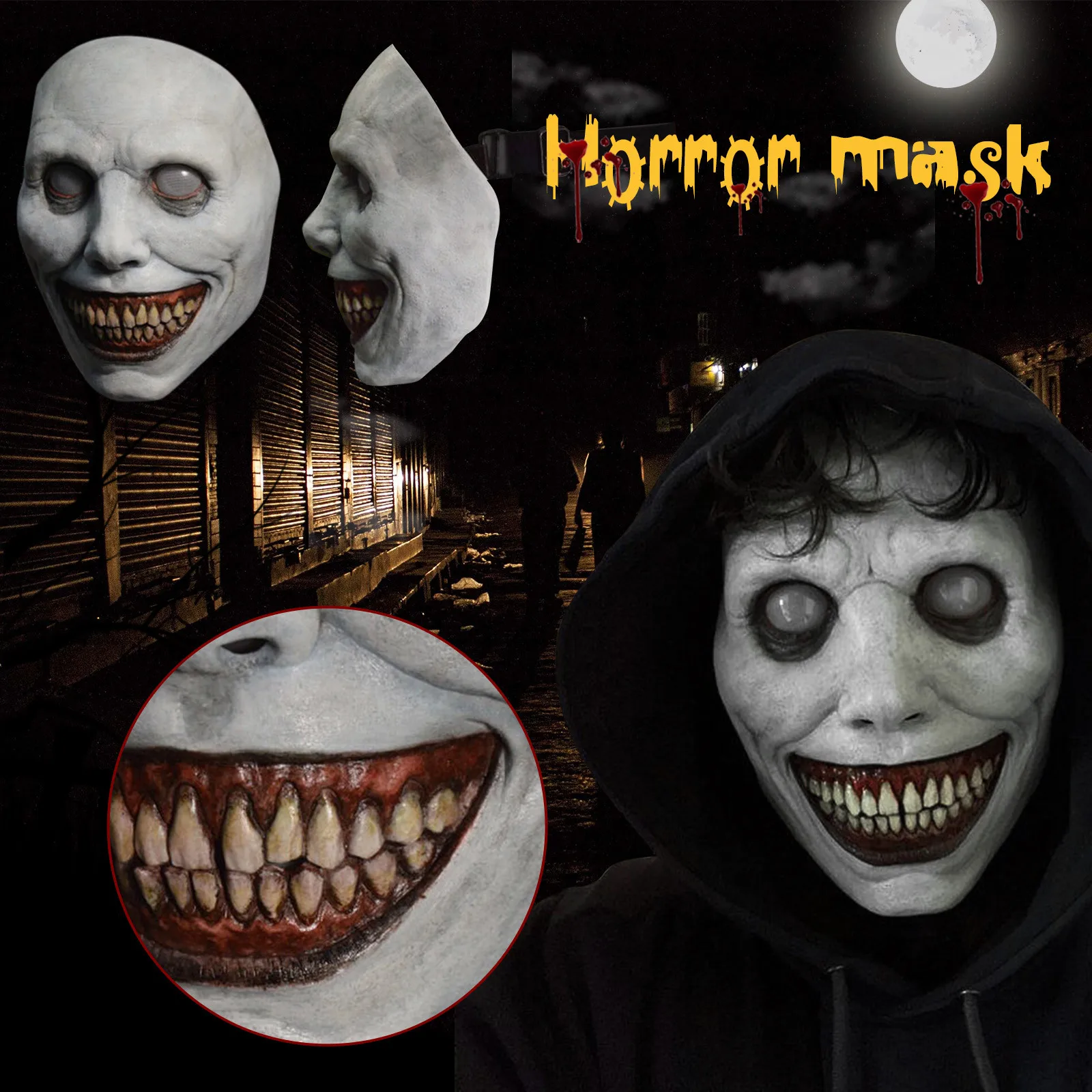

Creepy Halloween Mask Smiling Demons Horror Face Masks The Evil Cosplay Props Headwear Dress Up Party Clothing Accessories Gifts