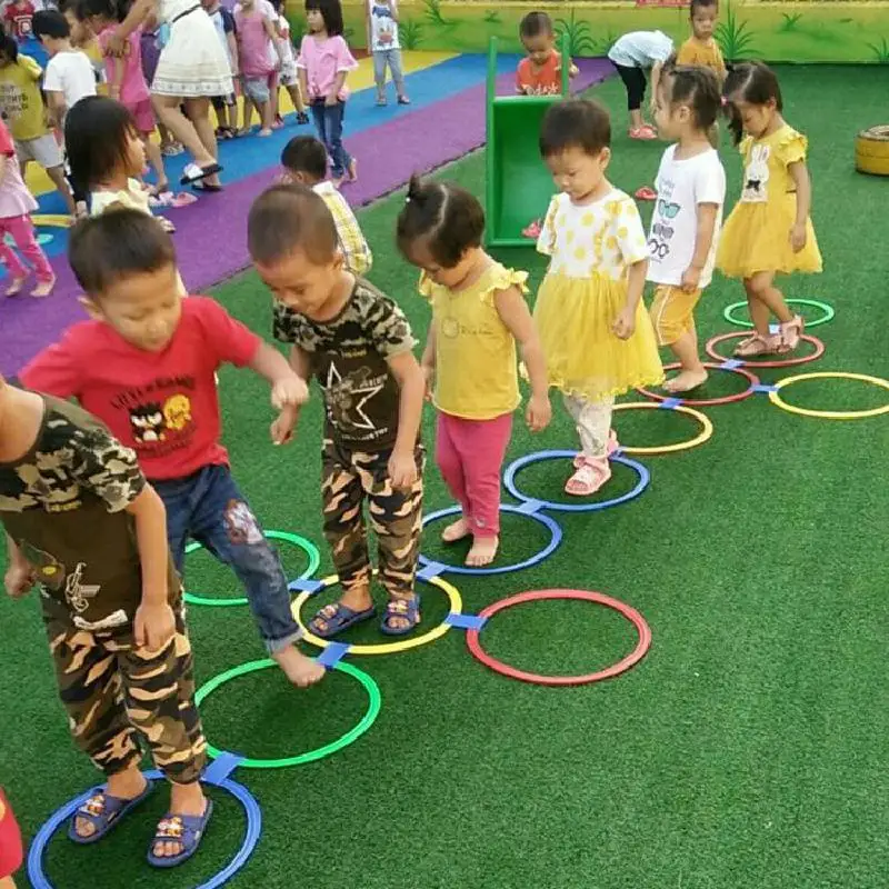 children brain games hopscotch jump circle rings set kids sensory play indoor outdoor for training sports and entertainment toy free global shipping