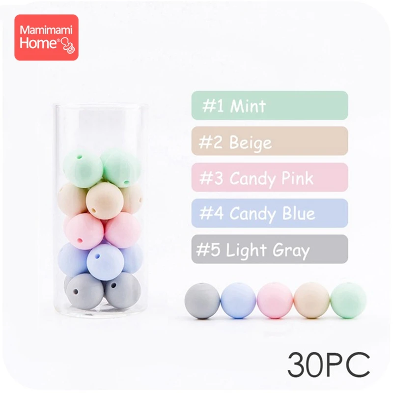 Pink-Gray Series Mamihome 30 шт., силиконовые бусины, детский Прорезыватель для зубов, сделай сам, ожерелье для кормления, держатель на цепочке для соски, пищевой силикон, детские товары - Цвет: Pink-Gray Series