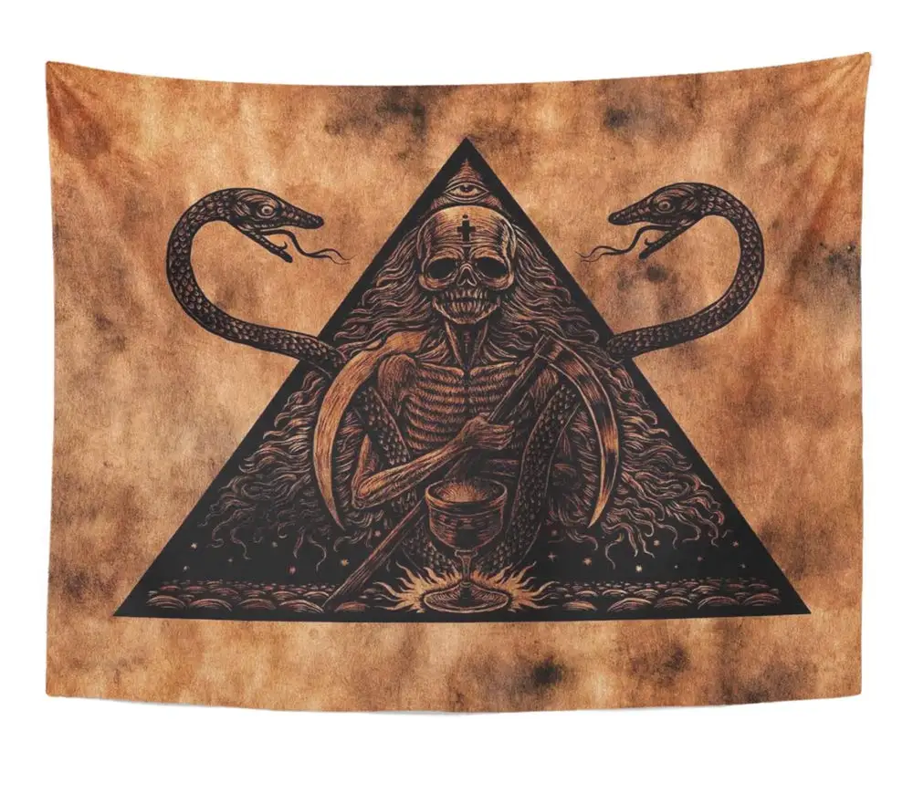 Настенный подвесной оккультный символ смерти и змей мистический на старой