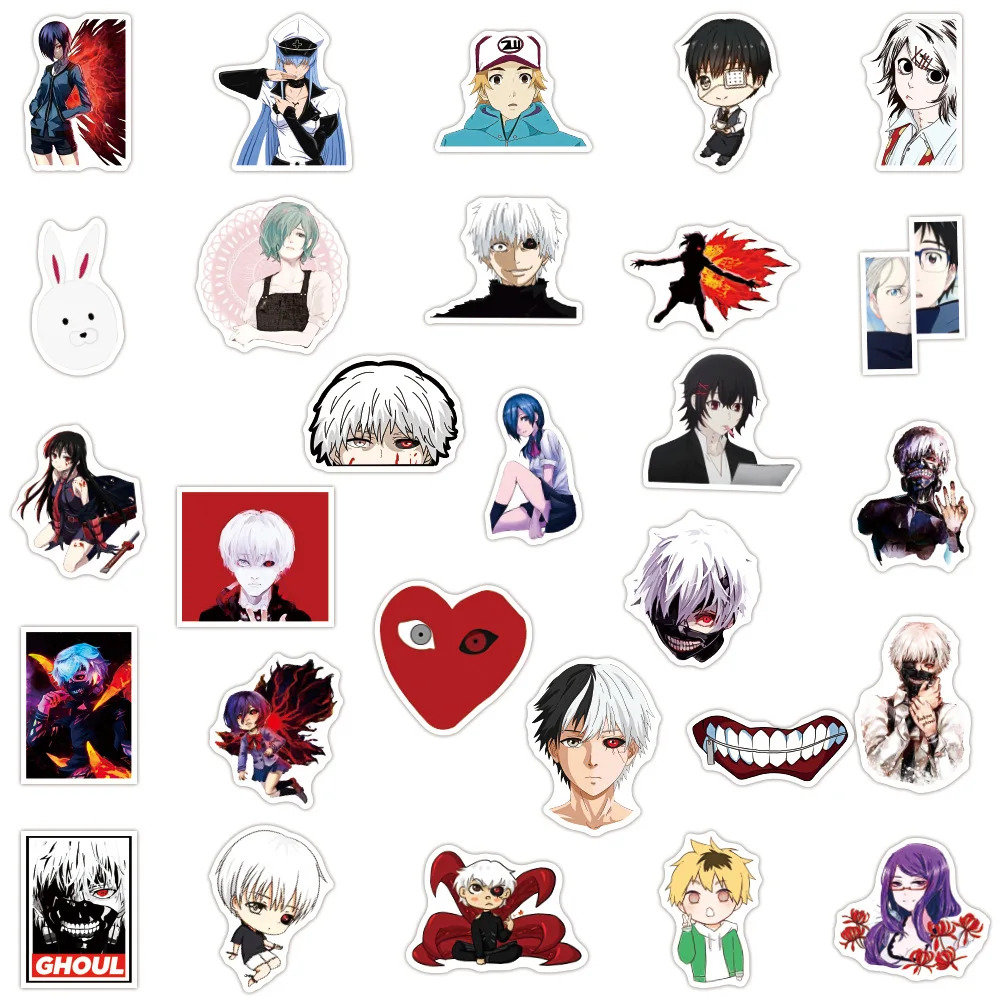 

50pcs New Japan Anime Tokyo Ghoul Sticker Graffiti for Luggage Laptop Skateboard Bicycle Decal Pegatinas Stickers Children Gift