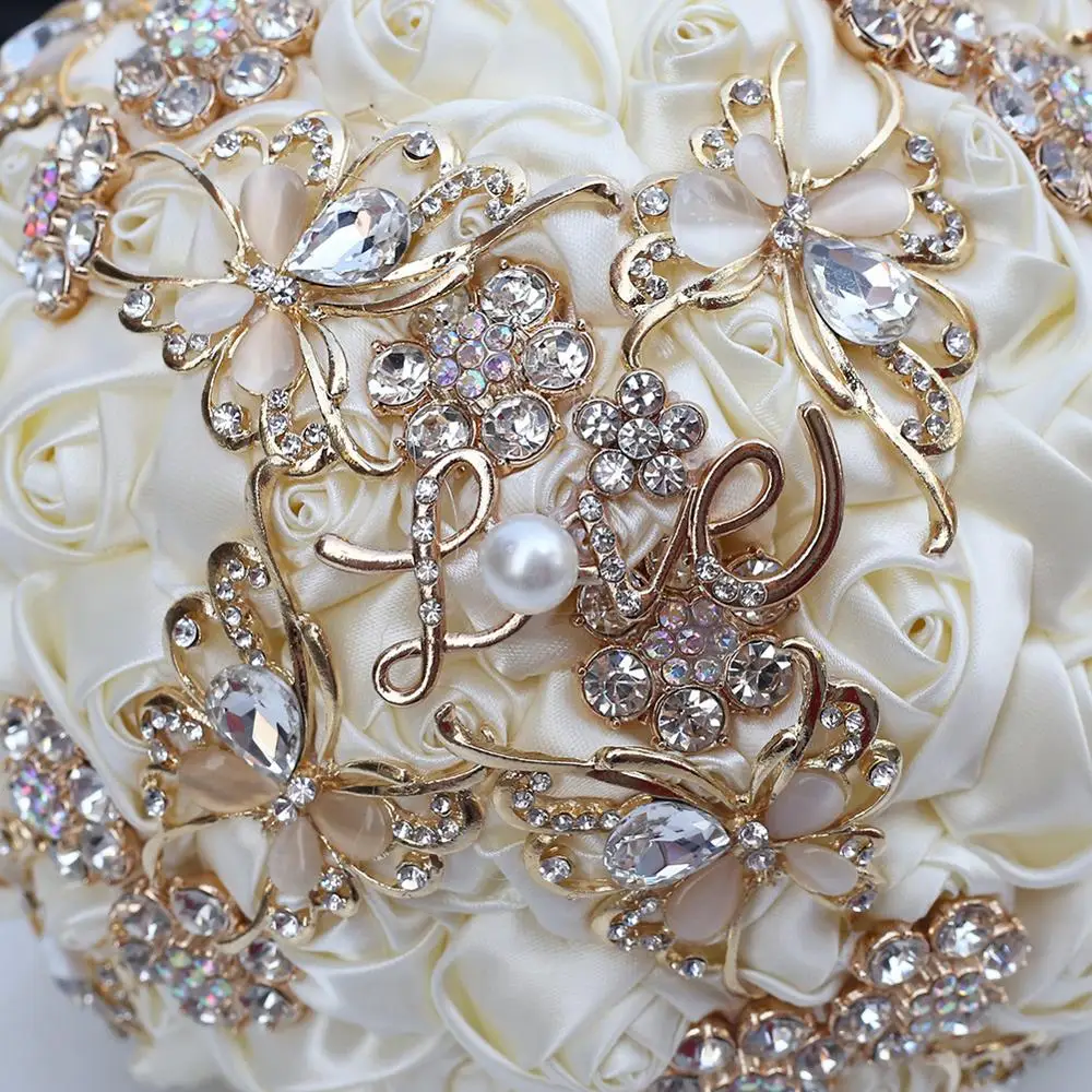 JaneVini роскошные свадебные букеты цвета слоновой кости на заказ Украшенные