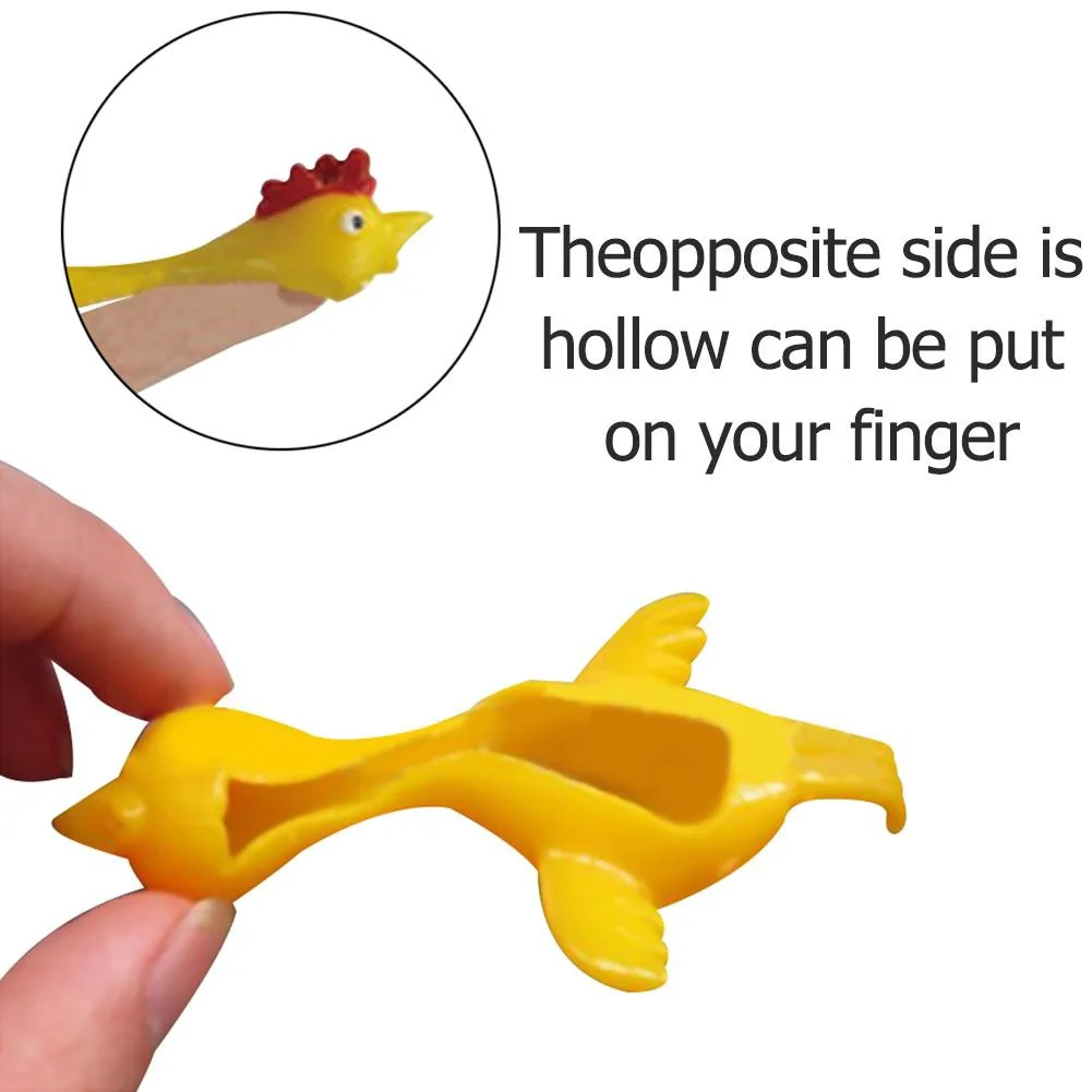 

10pc Novelty Catapulted Ejection Chicken Toy Light Rubber Finger Prank Flying Toy slingshot chicken finger toys Turkey Sticky