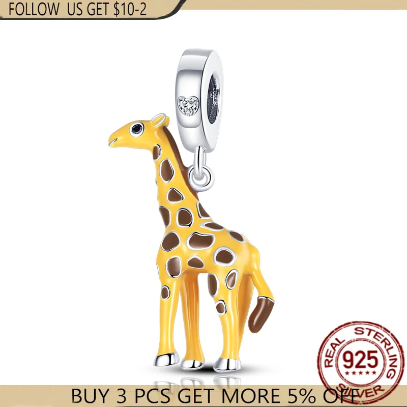 

New Arrival 100% 925 silver color Hipster Giraffel Charms Beads Fit Original 925 Pandora Bracelet&Bangle Making Women Jewelry