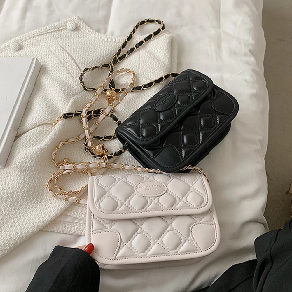 

Винтажные женские сумки-мессенджеры из искусственной кожи с сетчатым узором на цепочке, повседневные женские однотонные маленькие сумки ч...