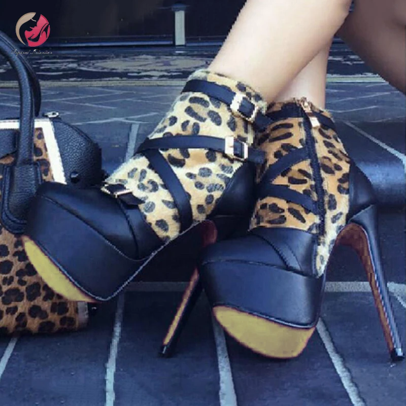 Оригинальное предложение новые очаровательные ботильоны с леопардовой