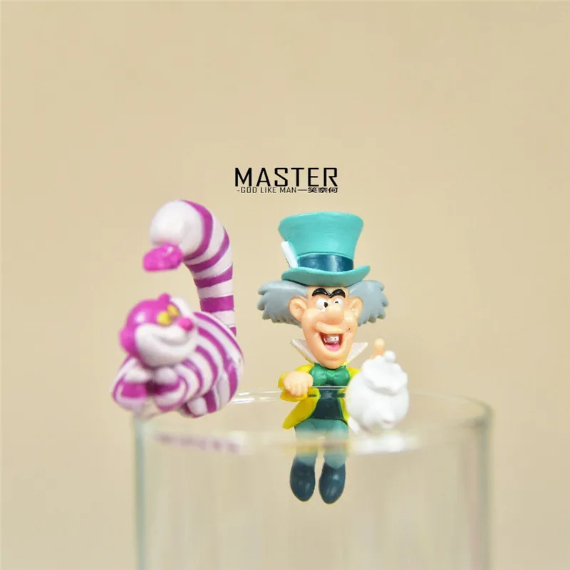 

5piece Alice's Adventures in Wonderland Cheshire cat Mad Hatter action Figure Collectible Model Toy cup Side toys