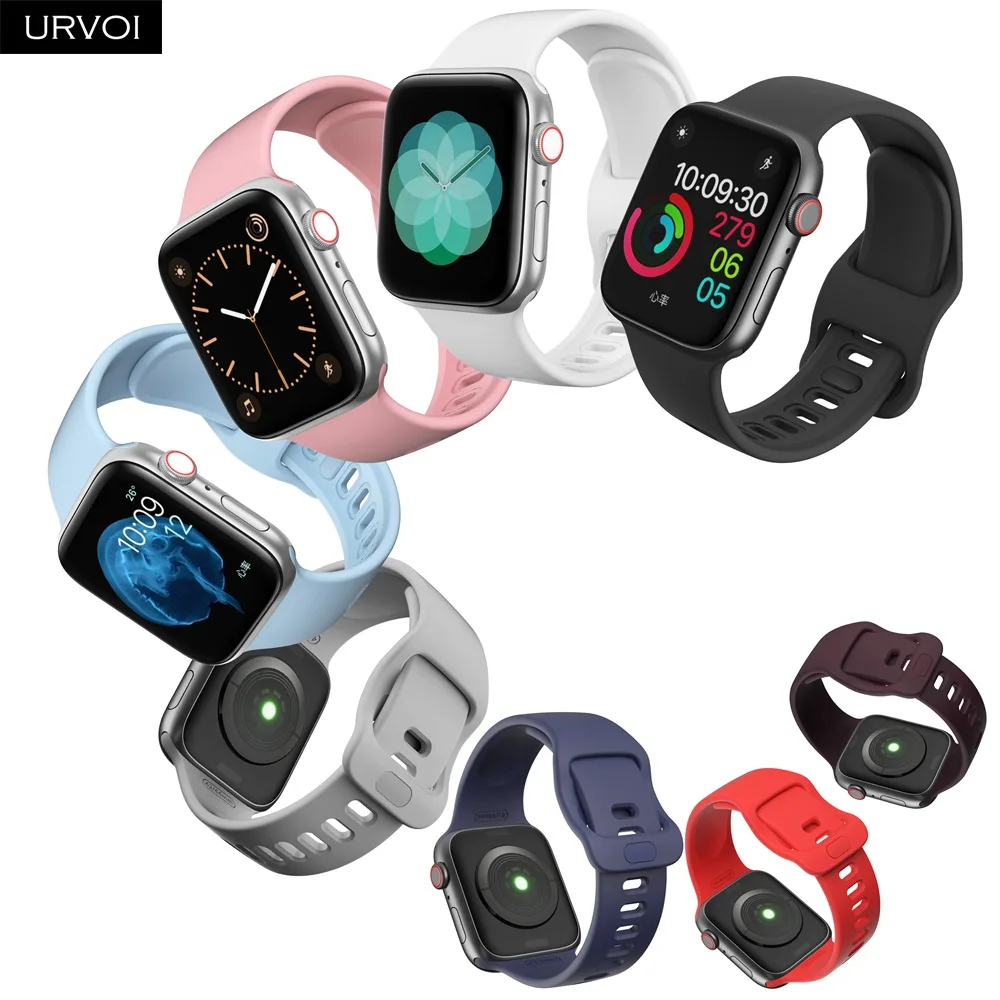 Силиконовый ремешок URVOI для Apple Watch series 7 6 SE 5 4 3 2 1 спортивный браслет iWatch новая