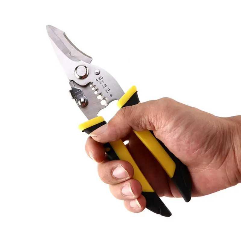 

11XC Multifunctional Wire Stripper Pliers Cable Cutter Crimping Stripping Hand Tool Rubber Handle