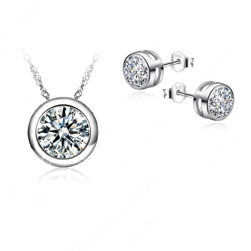 Top Quality Jewelry Sets For Women Accessories Wedding Bridal Pendant CZ Necklace Stud Earrings Set | Ювелирные украшения