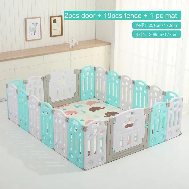 Green Total 20pcs Супер Роскошный детский манеж с бесплатным ковриком, детский манеж для детей, детская игровая площадка для помещений, детский шариковый манеж для игры в бассейн - Цвет: Green Total 20pcs