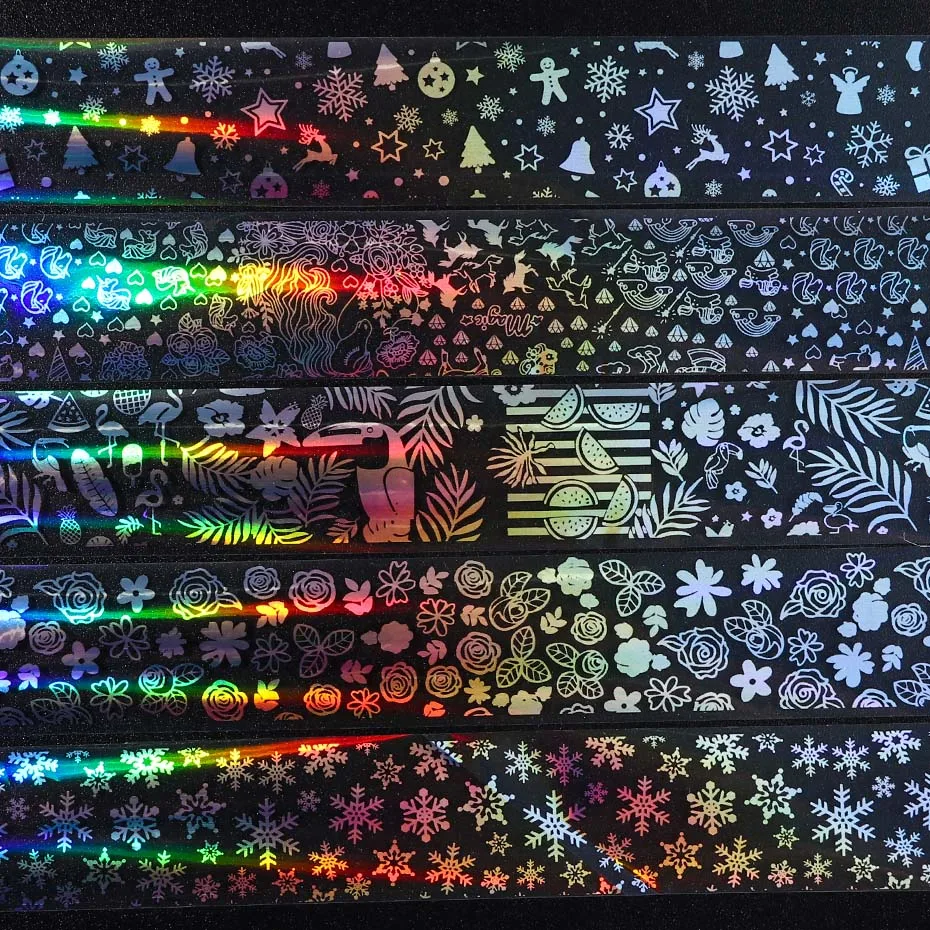 10 шт. голографические черно-белые кружевные фольги для ногтей лазерная полоса