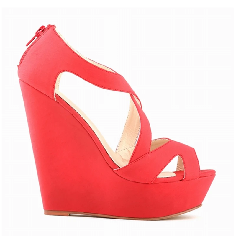 Женские туфли лодочки на танкетке LOSLANDIFEN замшевые платформе и высоком каблуке