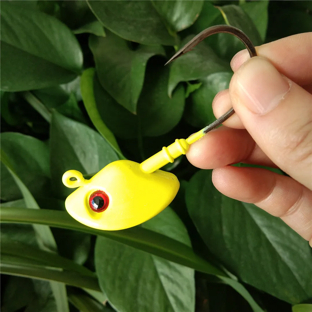 

Swolfy 5pcs 60g yellow Lead Hook Crank Jig Head Hook Fishing Hook Lead Head Jig Lure Hard Bait Soft Worm Jig Hook For Fishing