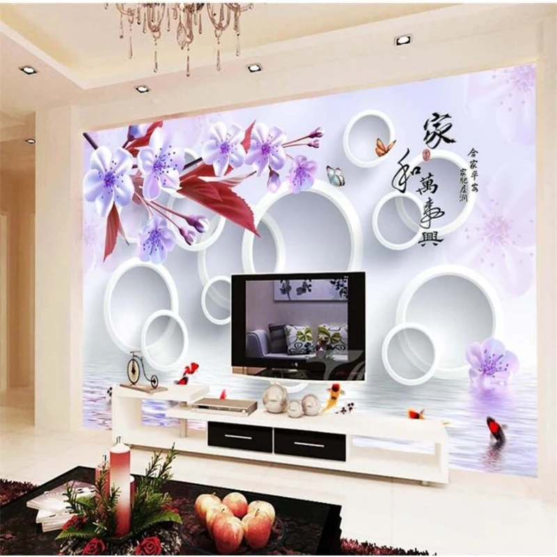 

mural papel-de-parede Custom wallpaper And nine fish 3D stereo TV background wall reflection map papier peint tapety