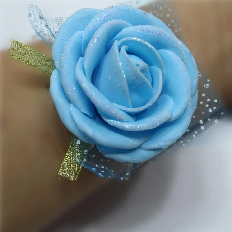 Женский браслет с искусственным цветком свадебный подружки невесты цветами на