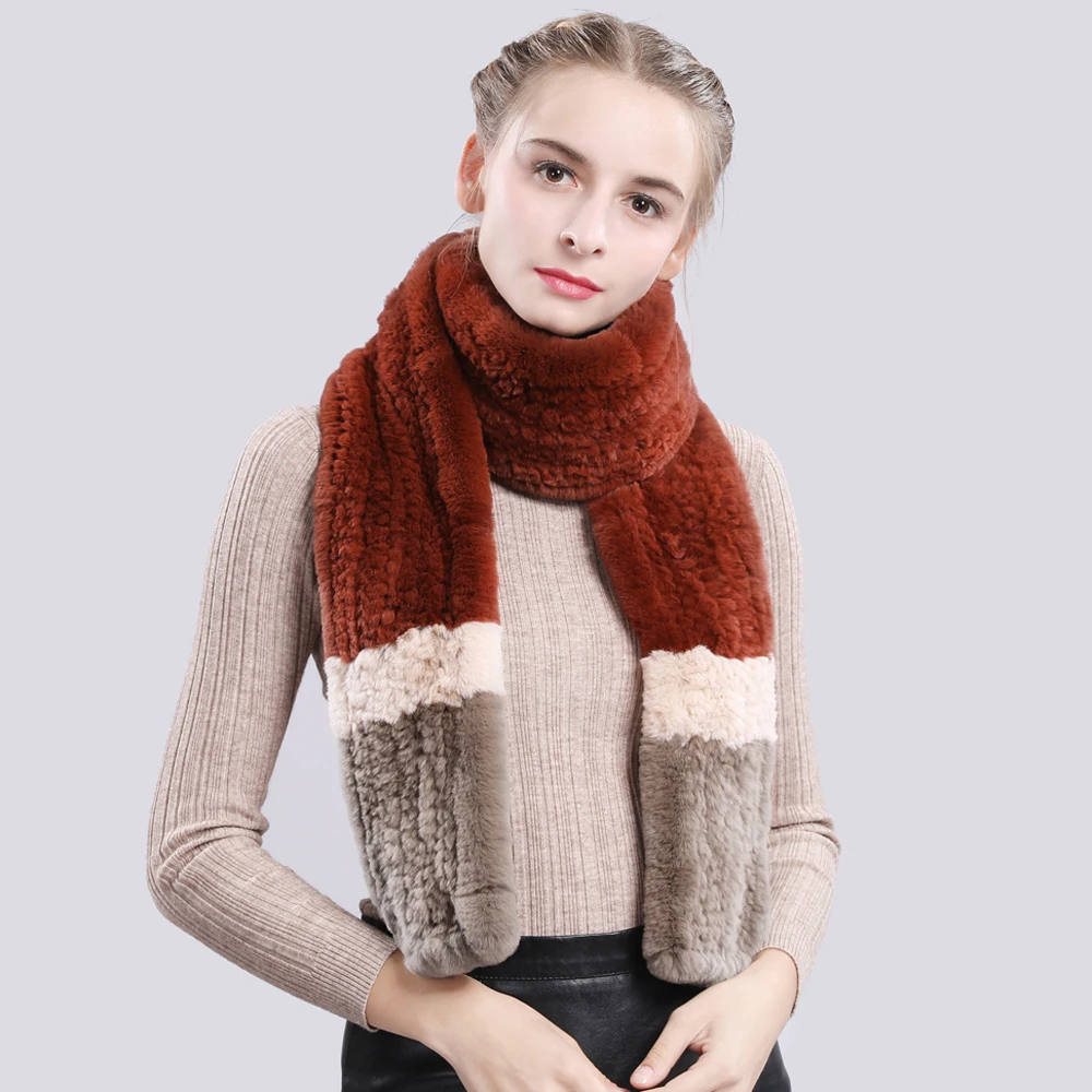 Брендовая шаль настоящий мех кролика шарфы женские качественные шарф из меха