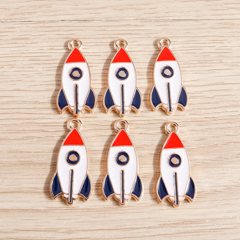 

10pcs 13*27mm Cartoon Aviation Rocket Charms for Jewelry Making Enamel Charms DIY Earrings Necklaces Pendants Bracelet Accessory