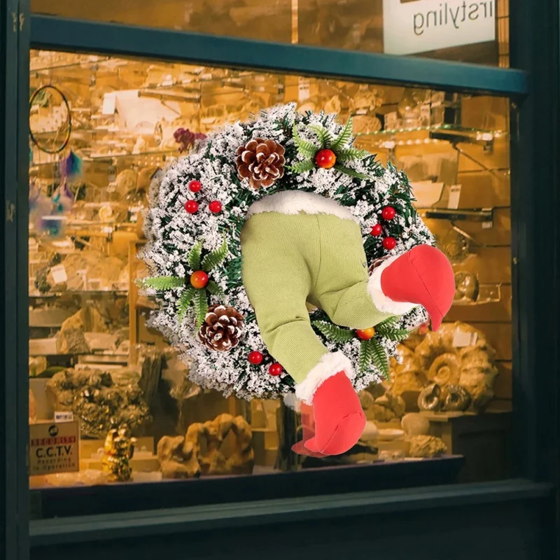 

Festival Wreath Thief Stole Christmas Garland Decorations Stuffed Legs Toy Doll for Xmas Tree Front Door Window Decor
