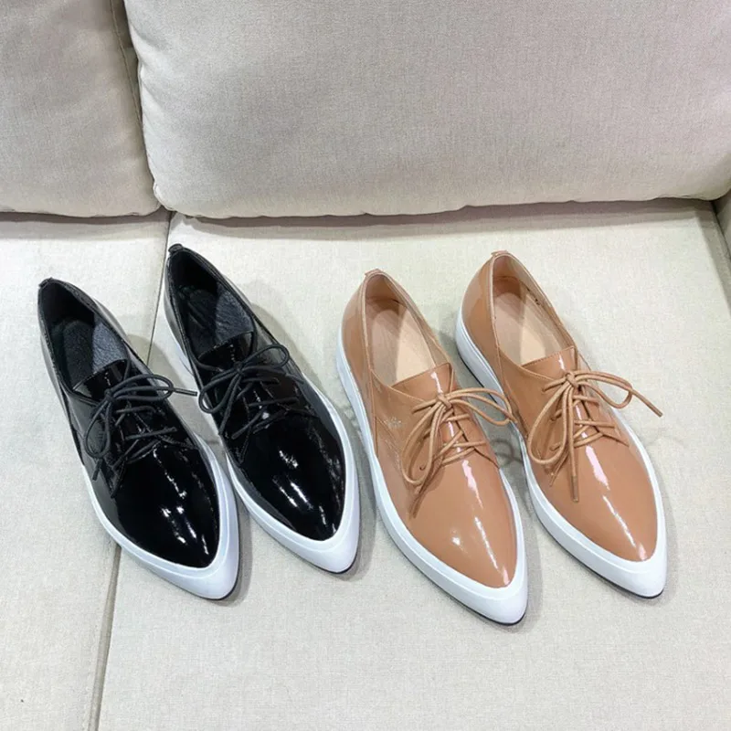 

Zorssar 2019 Spring New Ladies Flat Shoes Cow Leather Casual Moccasins Women Shoes Comfortable Pointed Toe Flat Woman Shoes
