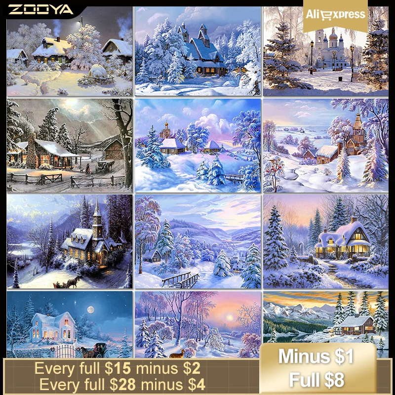 Картина алмазная живопись ZOOYA AT1718 стразами с зимними пейзажами|mosaic pictures|diamond