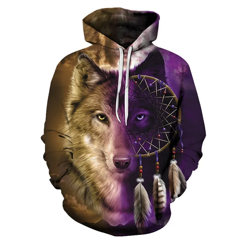 

Dreamcatcher wolf 3D hoodies Sportswear Men Women Animal Wolf Design Sweatshirt Novelty High Quality Tracksuits Brand Pullover