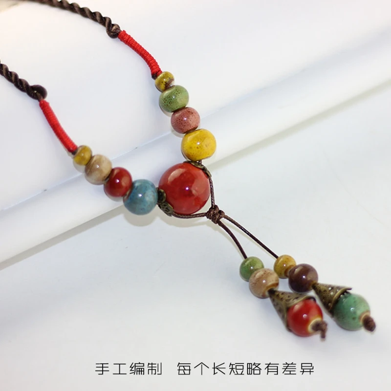 

Retro Fashion Ceramic Beads Necklaces Pendants For Women Ladies Gift Necklace Simple Jewelry Accessories