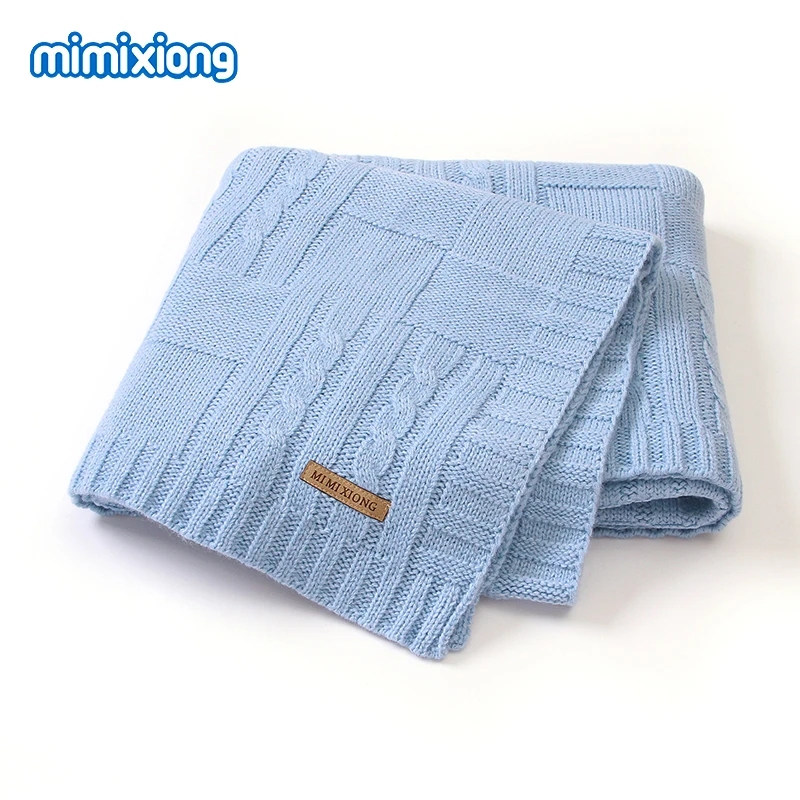 Baby Blankets Knitted Newborn Bebes Stroller Bedding Sleep Cover 100*80cm Solid Infant Swaddle Wrap Blanket Quilt Multi-Function