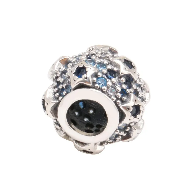 

Original 925 Sterling Silver Bead Star Relief Blue Star Beads Fit Pandora Women Bracelet & Necklace Diy Jewelry