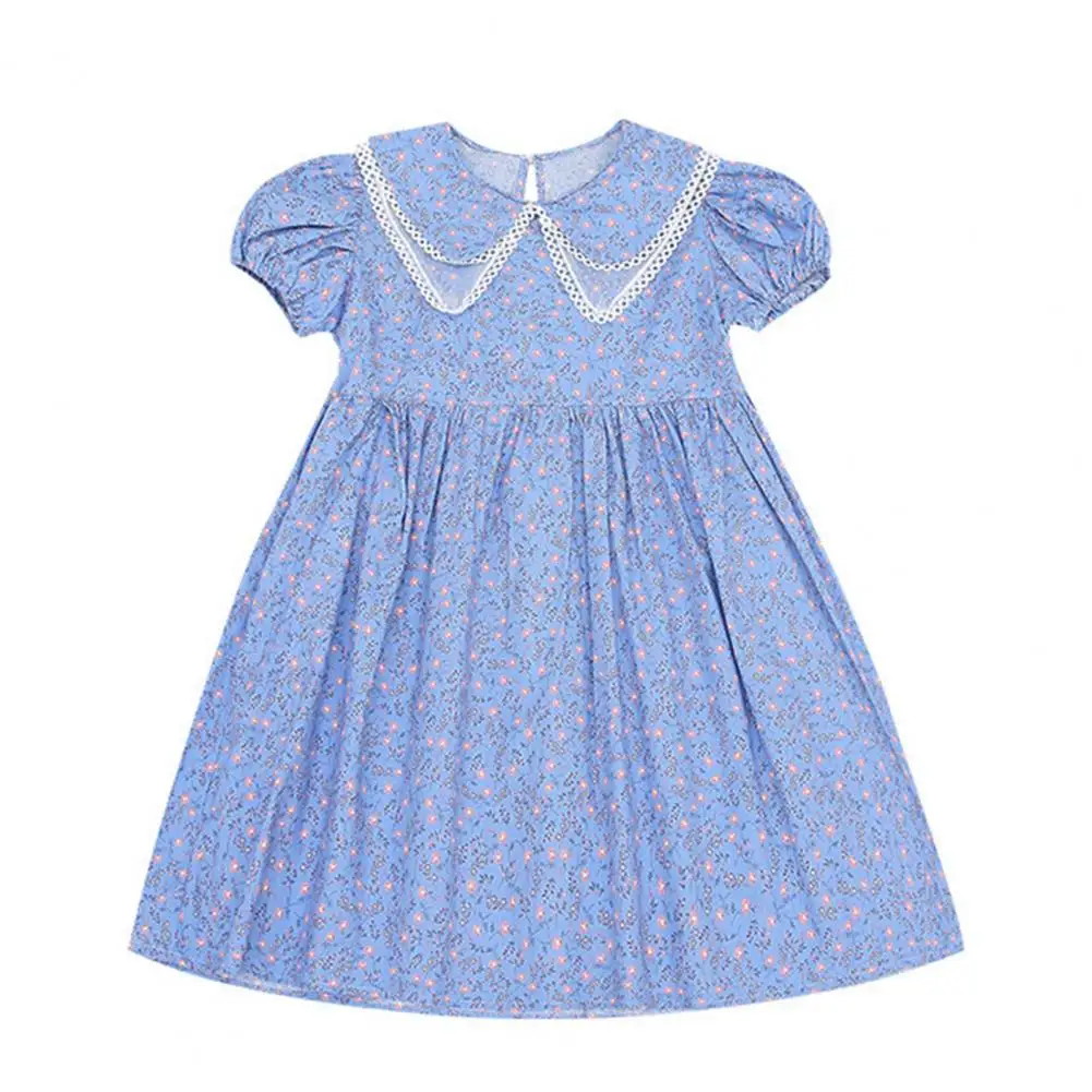 

Детское летнее платье с двойными лацканами, свободное платье с пышными рукавами для девочек, платье с двойными лацканами для пеших прогулок